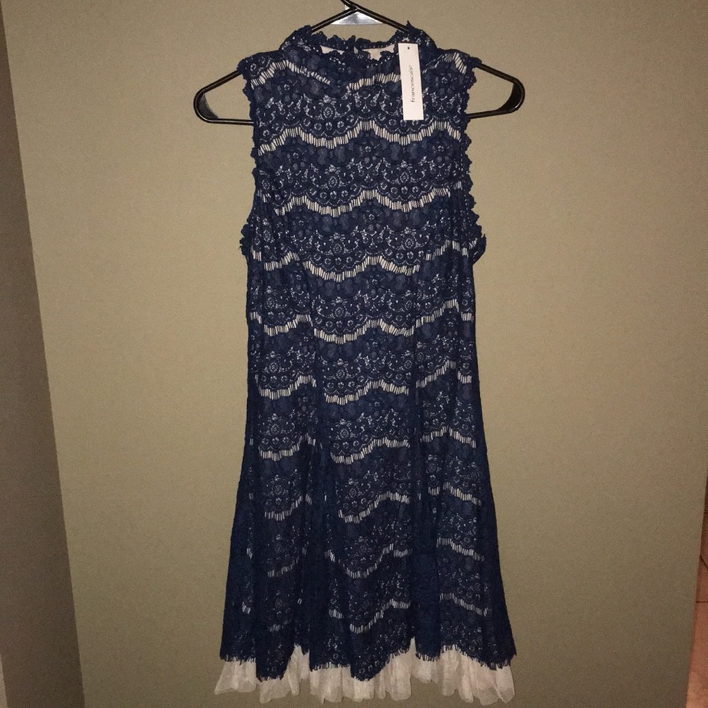 Navy and Nude Lace Dress